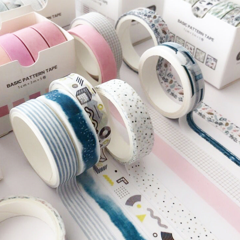 Kit com 5 Rolos de Fita Washi Tape
