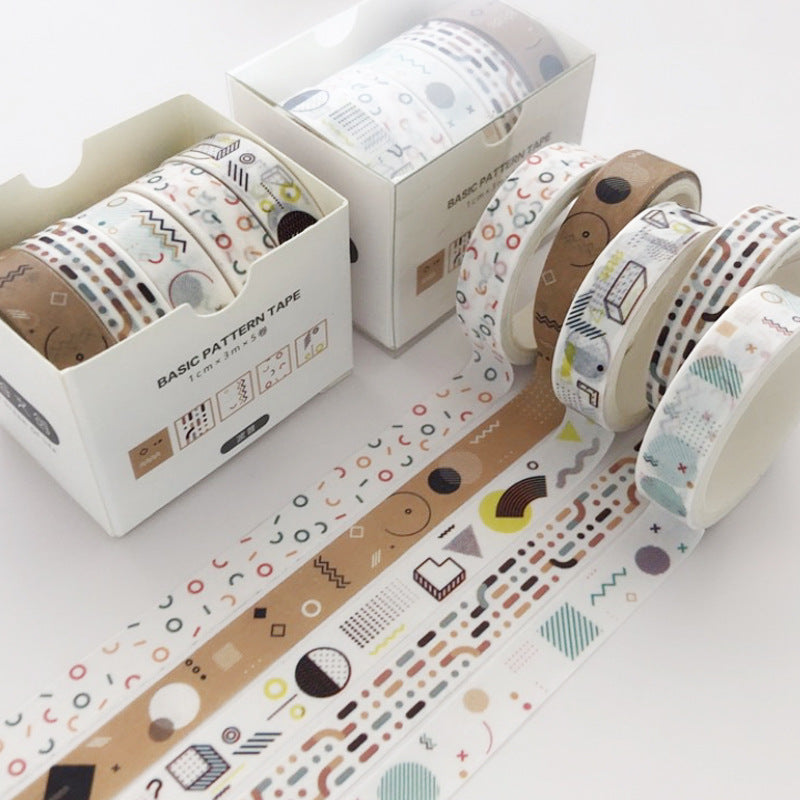 Kit com 5 Rolos de Fita Washi Tape