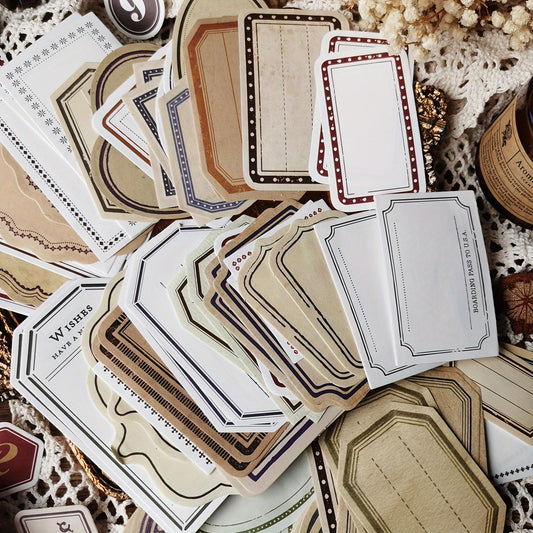 1 Conjunto com 100 Molduras de papel decorativo de etiqueta vintage para scrapbooking