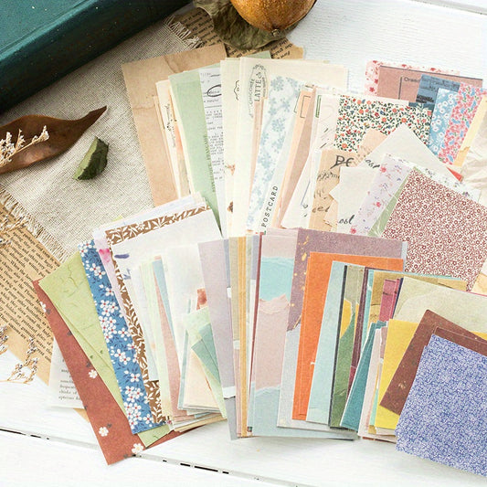 Kit com 60 peças&nbsp; recortes de papel retrô decorativo para Scrapbook
