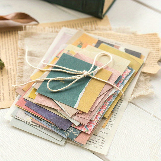 Kit com 60 peças&nbsp; recortes de papel retrô decorativo para Scrapbook
