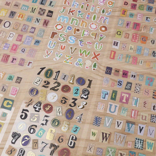 Kit com 06 folhas de Adesivos de Alfabeto e Números