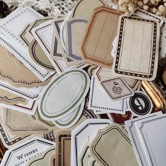 1 Conjunto com 100 Molduras de papel decorativo de etiqueta vintage para scrapbooking